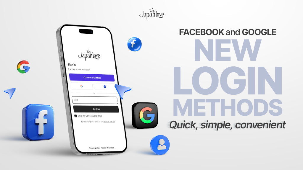 Facebook and Google new login methods at Japan With Love