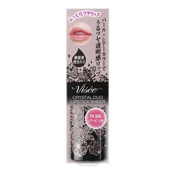 Kose Visee Riche Crystal Duo Lipstick Sheer Pk866 Sheer Pink 3.5g - Japanese Sheer Lipstick