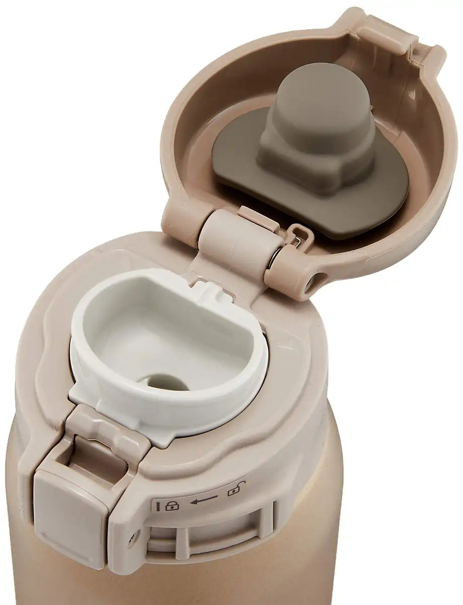 Zojirushi Japan Stainless Steel Water Bottle 480Ml Beige Gold Sm-Se48-Nz Cold Insulation One Touch Open
