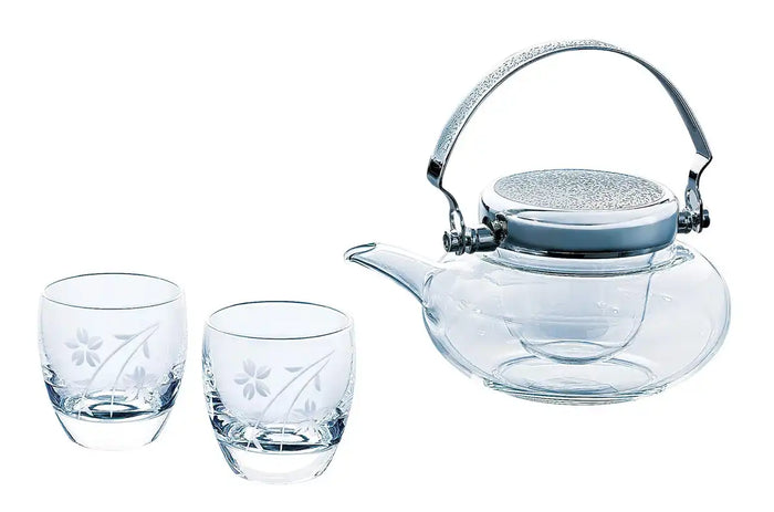 Toyo Sasaki Glass Jirori Cold Sake Vessels 360Ml 100Ml - 3Pc Set Made In Japan
