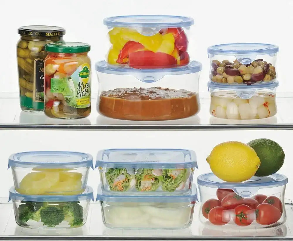 Iwaki Heat Resistant Glass Storage Containers Aqua Blue Round M 840Ml 4 Pack Japan Kbt7402Bln