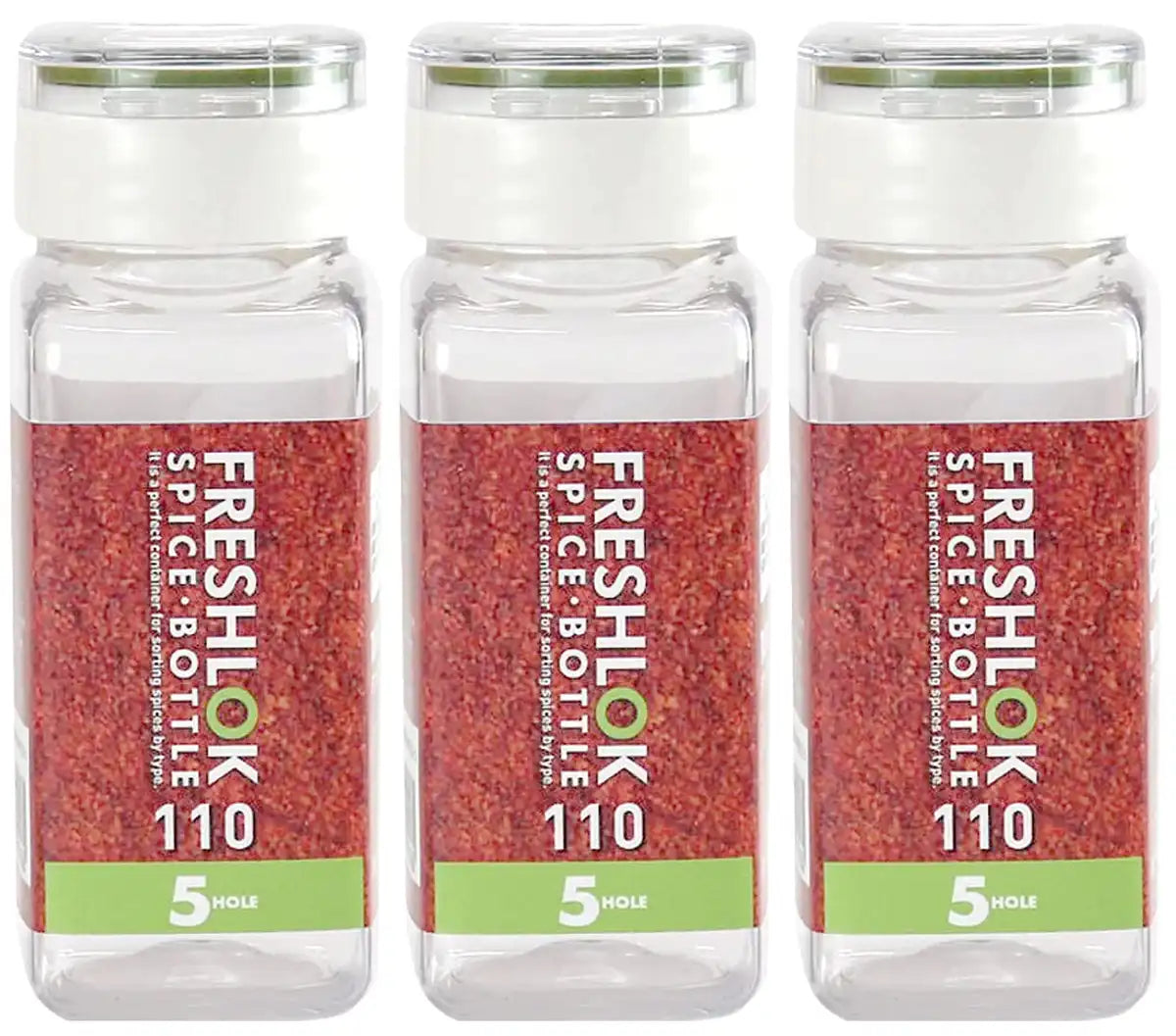 Takeya Chemical Industry Fresh Rock Spice Bottle 110Ml Set Of 3 Green - Japan Seasoning Case 5 Hole