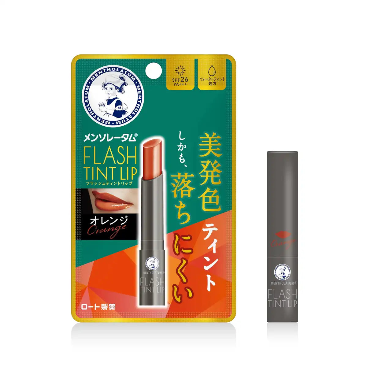 Mentholatum Lip Flash Tint Orange 2G with 6 Oils High Moisture and SPF26