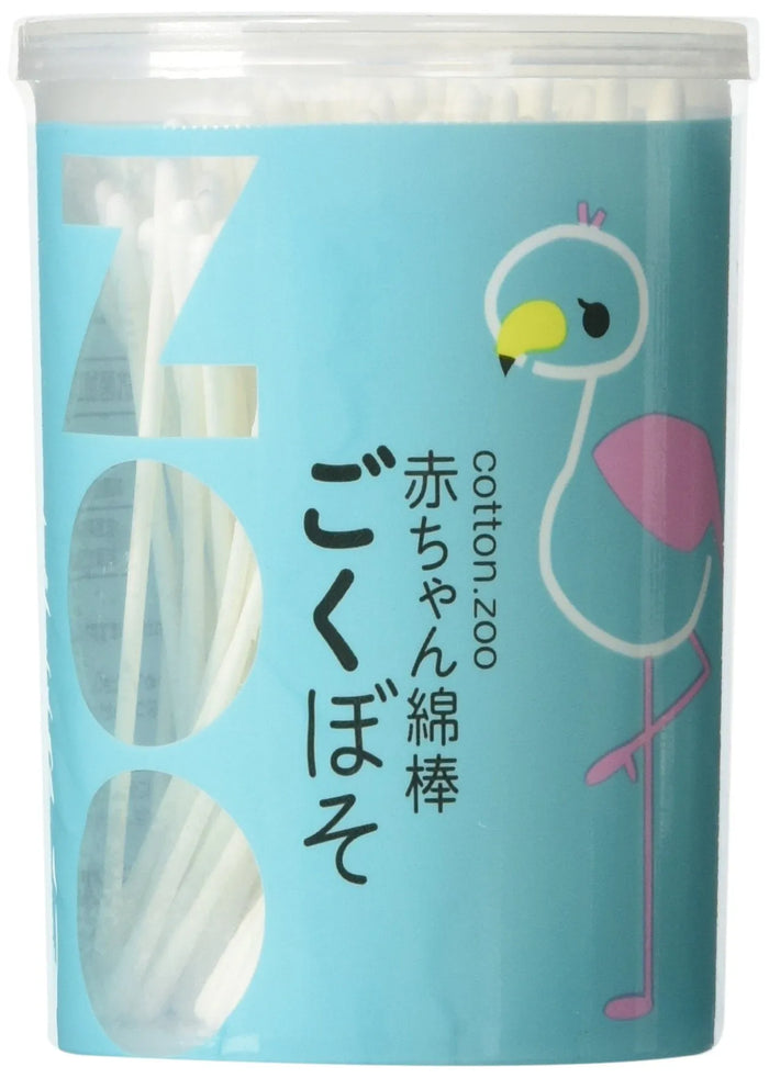 Heiwa Medic Cotton Zoo Baby Cotton Swab Thinner 200 Pieces - Japanese Baby Cotton Swabs