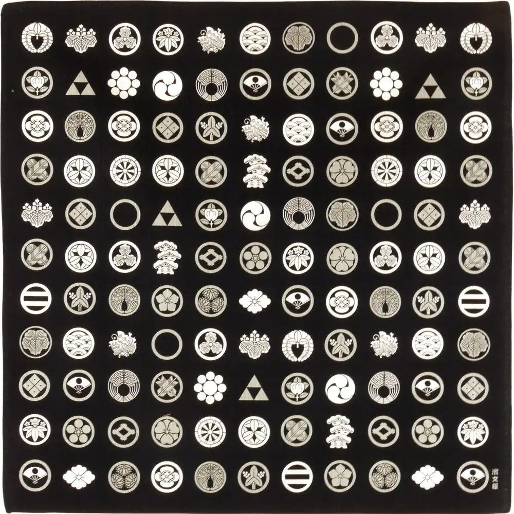 Hama Pattern Japanese Small Cloth (Wrapping Cloth 50Cm) Crest Black