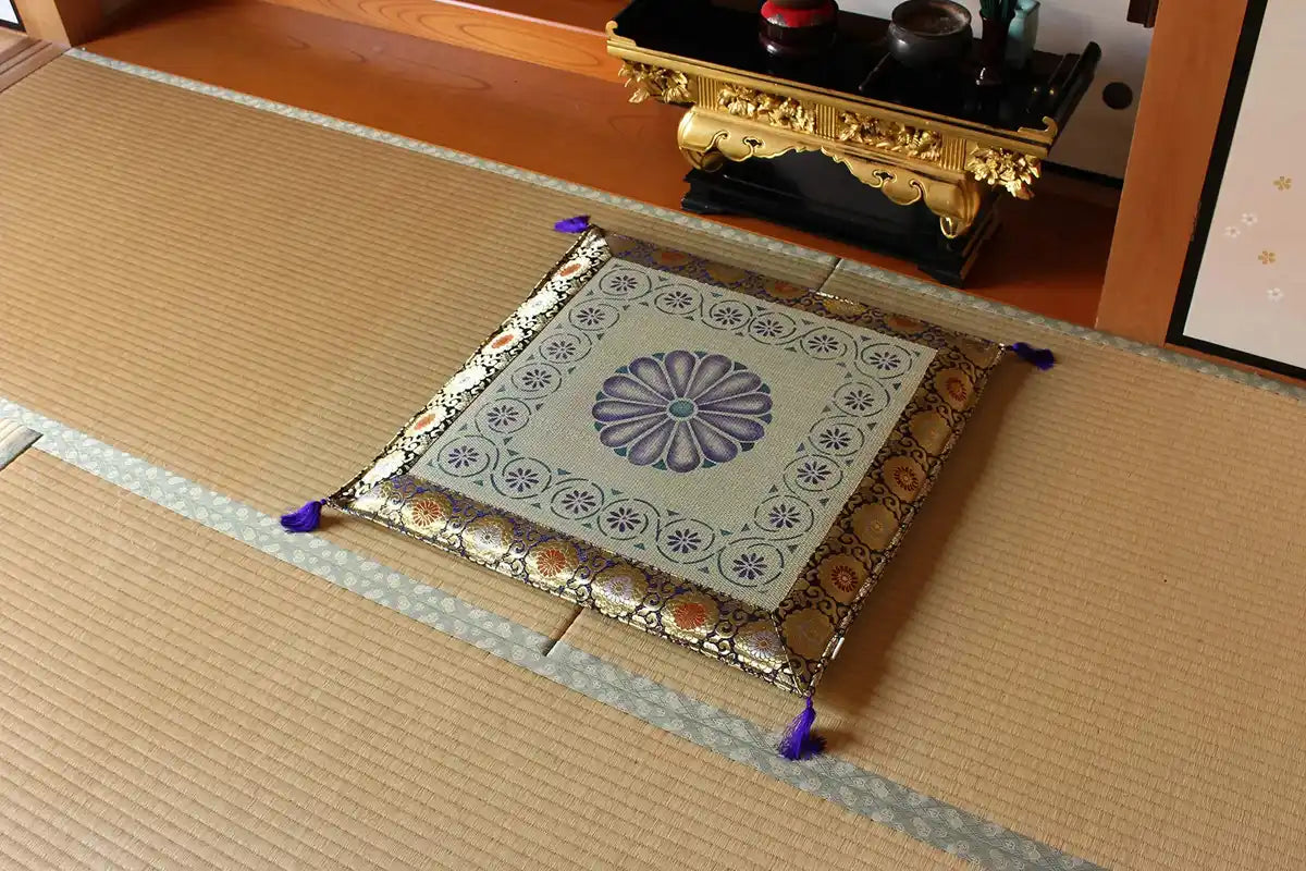 Ikehiko Corporation Igusa Gozen Japanese Buddhist Altar Cushion Yuzen Nassen Shosoin 70X70Cm #3108009