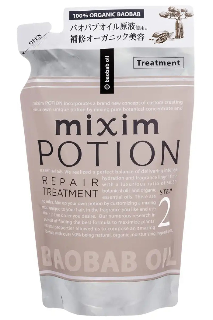 Mixim Potion Ex Repair Treatment Refill for Damaged Hair with Organic Ingredients 350g