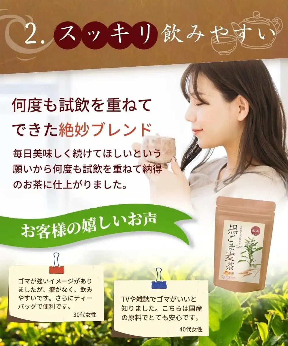Honjien Tea Black Sesame Barley Tea Bag 5g x 50 Bags - Non-Caffeine Tea From Japan