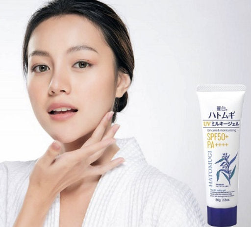 Hatomugi Sunscreen The UV Milky Gel SPF50 PA++++ 80g