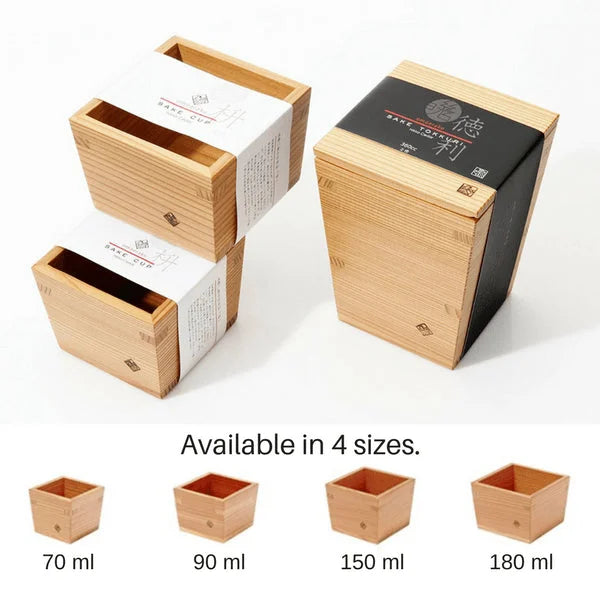 Miranda Style Omoeraku Handcrafted Japanese Cedar Masu Box Sake Cup Medium