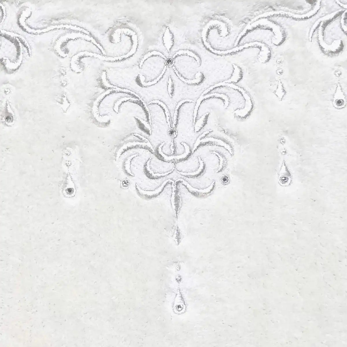 Senko Japan Nynas Shanti Toilet Mat Platinum X Ivory 70X70Cm Rhinestones 17873