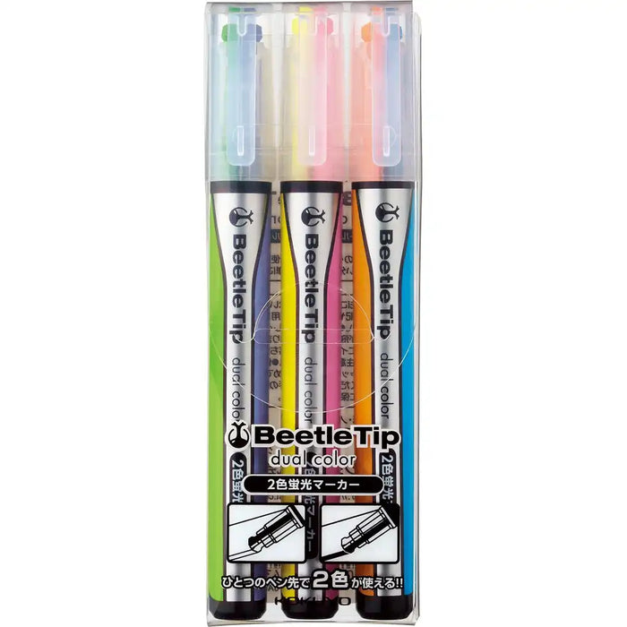 Kokuyo Beetle Tip Dual Color Fluorescent Marker 3-6 Colors Made In Japan