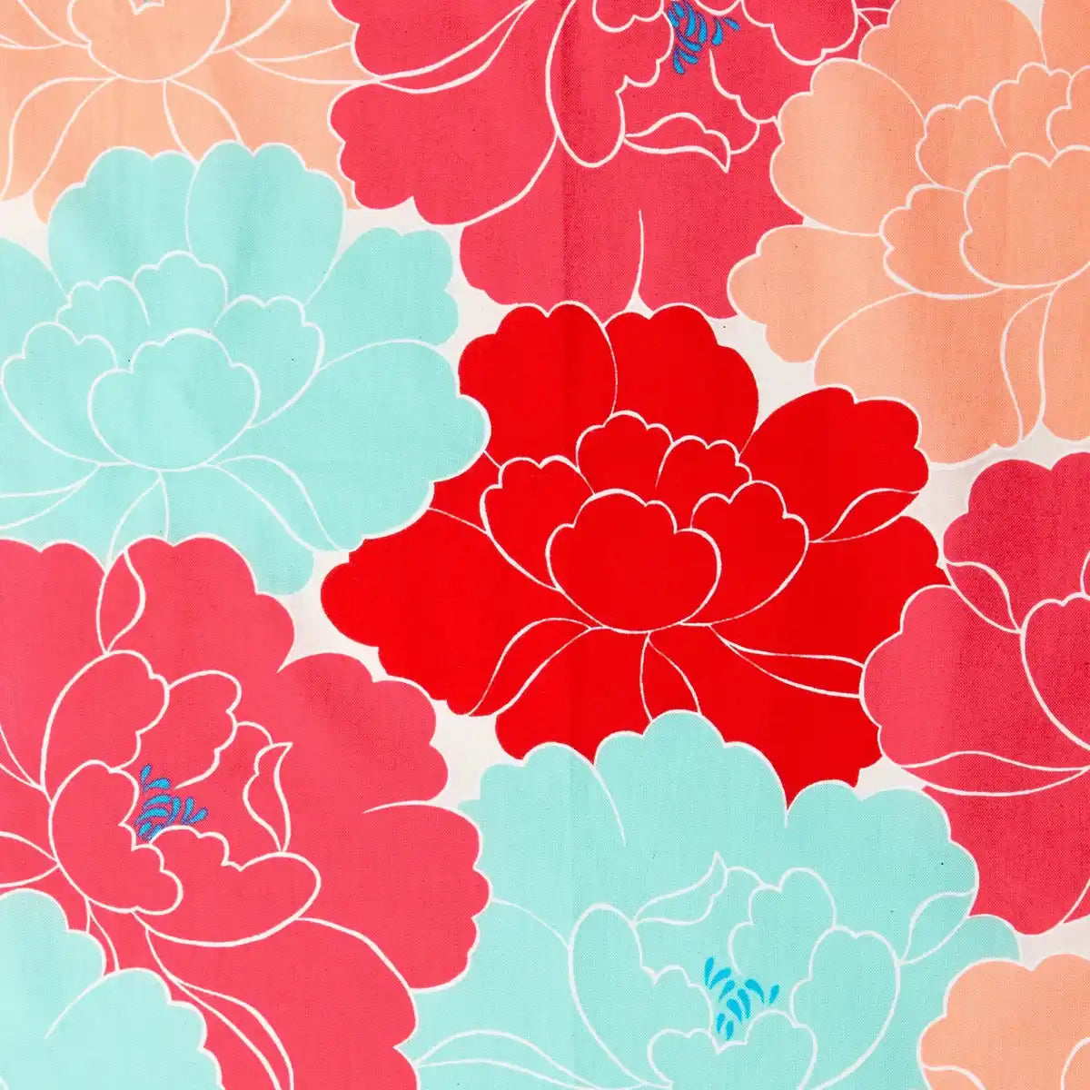 Musubi Furoshiki 50Cm Himemusubi Adeline Klam Peony Red Organic Cotton Japan