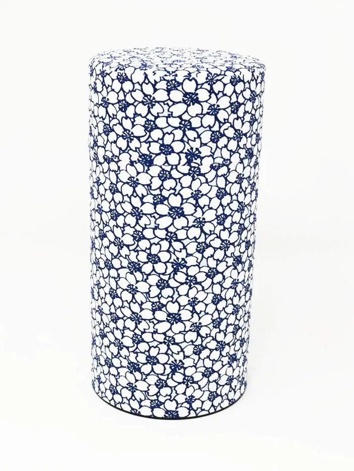 Kitsusako Japan Kyoto-Born Yuzen Paper Tea Can Cherry Blossom Pattern | Reduces Degradation Of Tea Leaves | White (200G) Tea Caddy Tea Container Tea Pot Storage