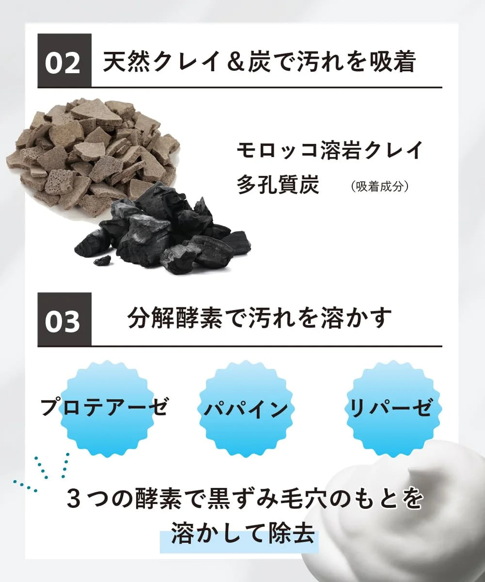 Claypathy Charcoal X Enzyme Facial Cleansing Powder for Rough Skin 80g Japan