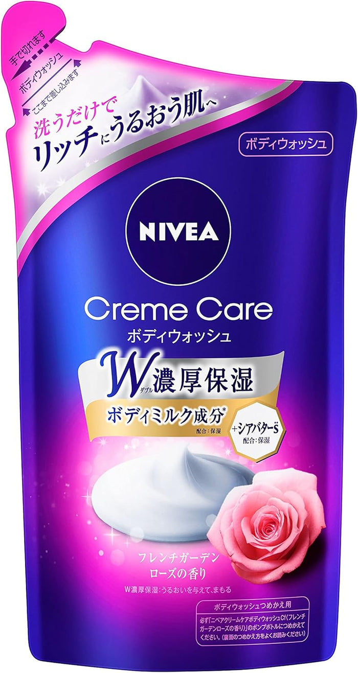 니베아 크림 케어 바디 워시 프렌치 로즈 리필 360ml - 일본