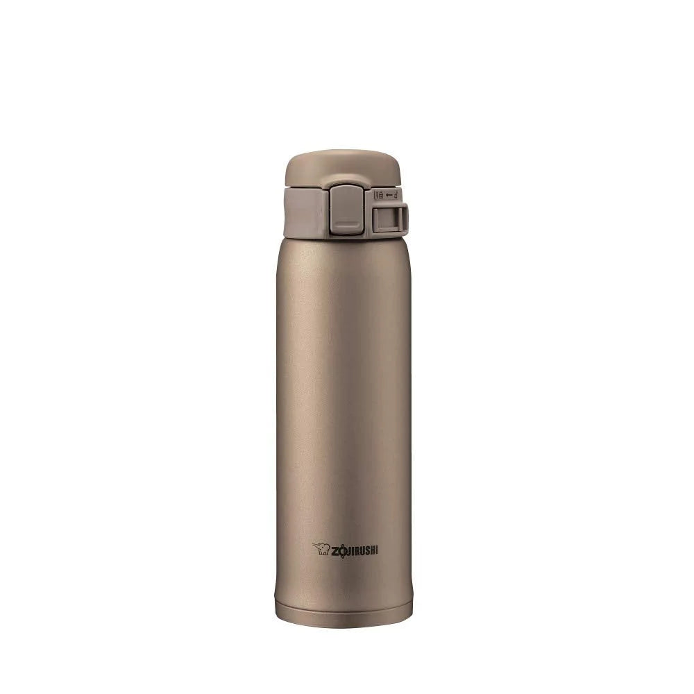 Zojirushi Japan Stainless Steel Water Bottle 480Ml Beige Gold Sm-Se48-Nz Cold Insulation One Touch Open