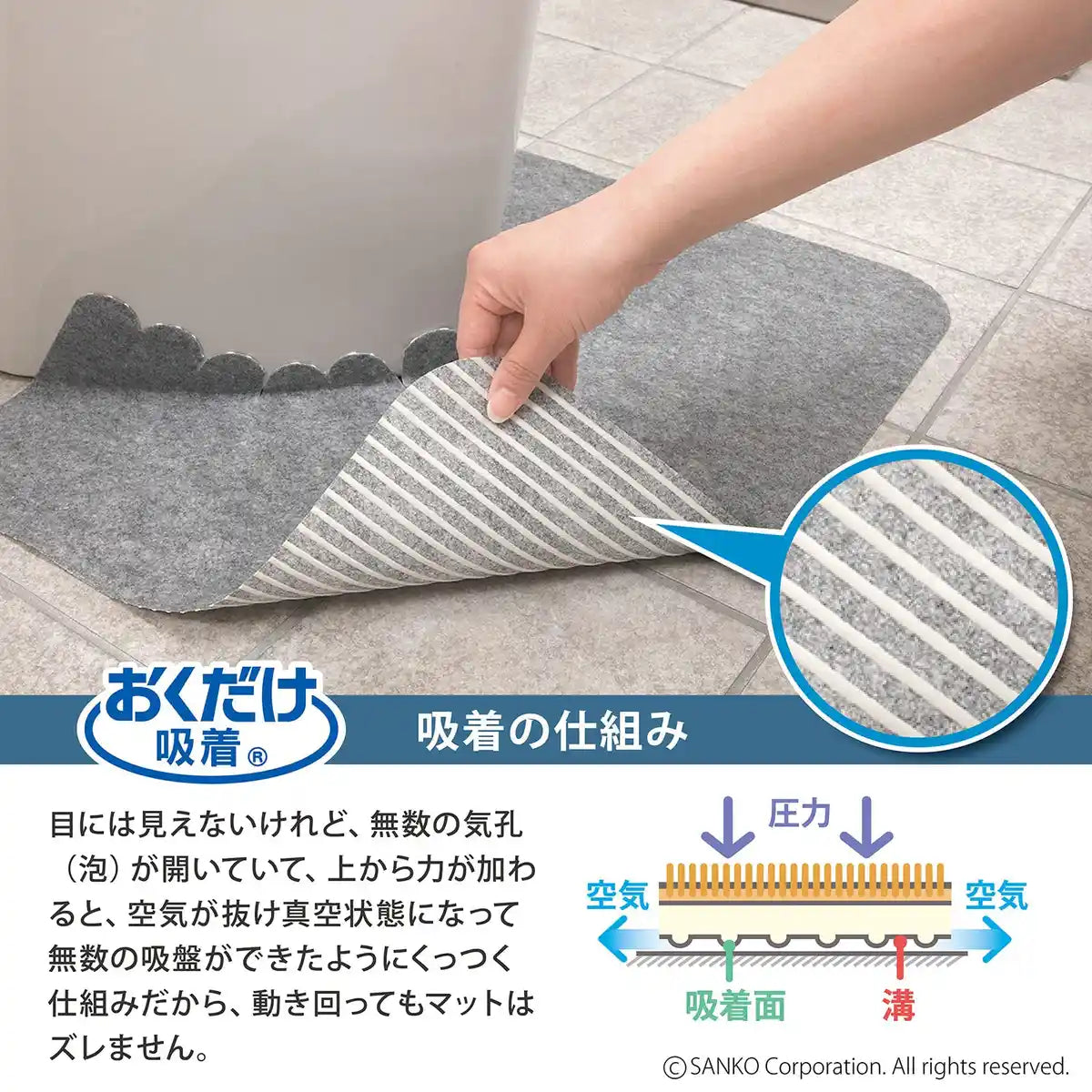 Sanko Mitsuba Toilet Mats For Men'S Urinal 5Pcs Gray Floor Stain Prevention Japan Made Suction Kh-16 55X44Cm (1Mm Thick)
