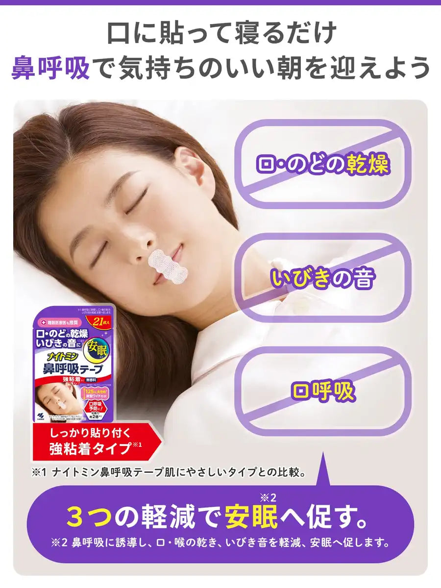 Nightmin Nasal Breathing Tape 21 Sheets Reduces Snoring and Dry Mouth Unscented