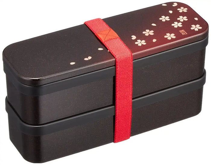Tatsumiya Akanezakura Slim 2-Tier Bento Japan Red W17.5Xd6Xh9 50094