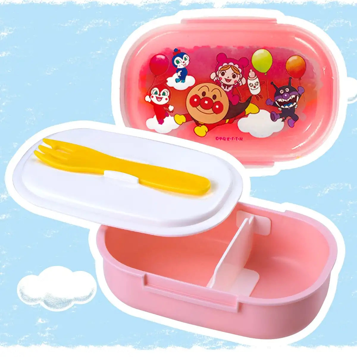 Lec Japan Anpanman Pink Lunch Box Bento Box W/ Fork (270Ml).