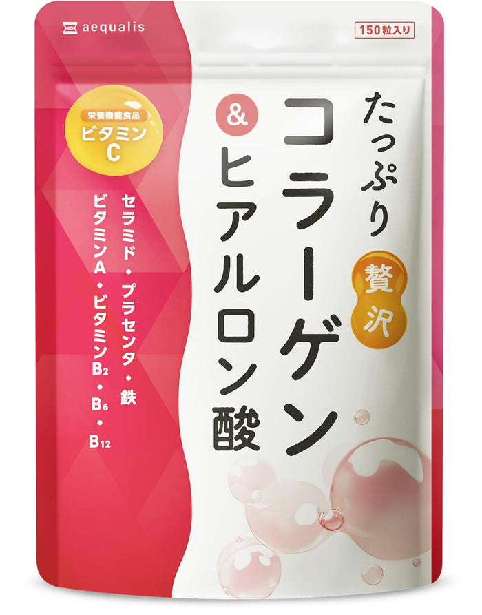 Equal Aequalis 胶原蛋白补充剂,含透明质酸和维生素 C,30 天用量