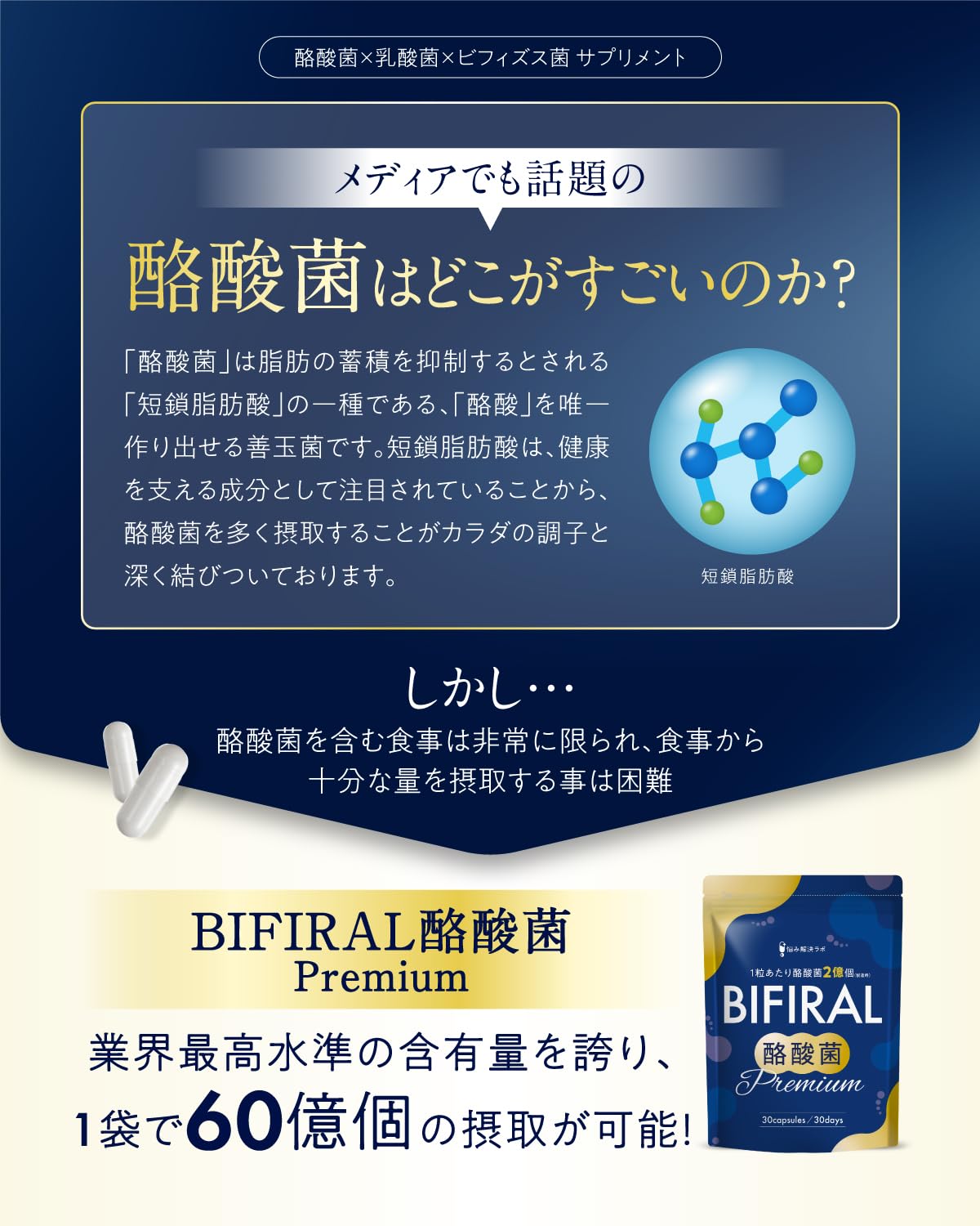 Asahi Group Foods Bifiral Butyric Acid Supplement 30-Day Supply Japan-Made