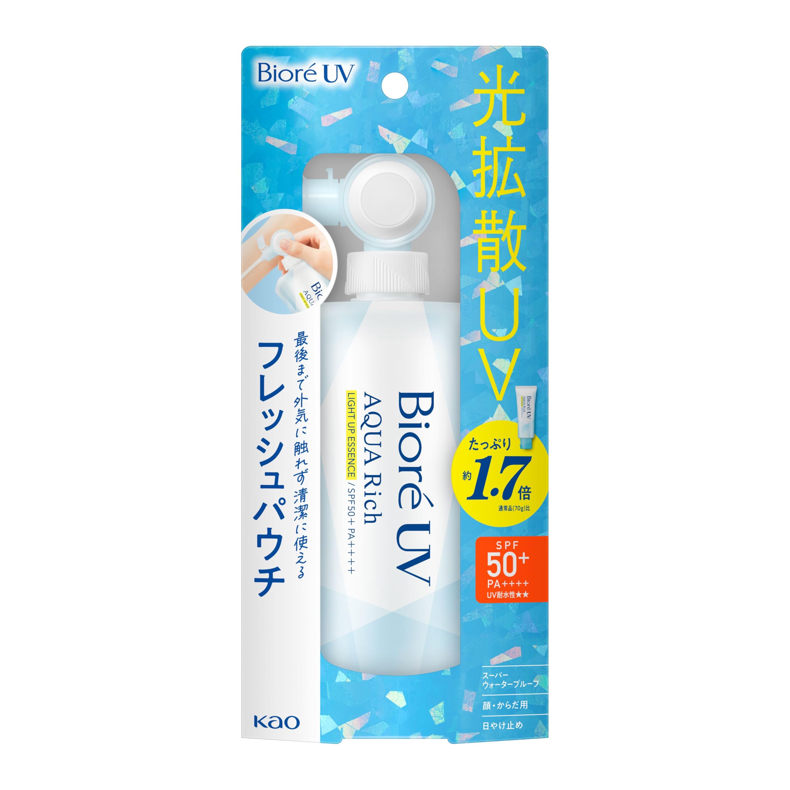 Biore UV Aqua Rich Light Up Essence Sunscreen SPF50 120g Fresh Pouch