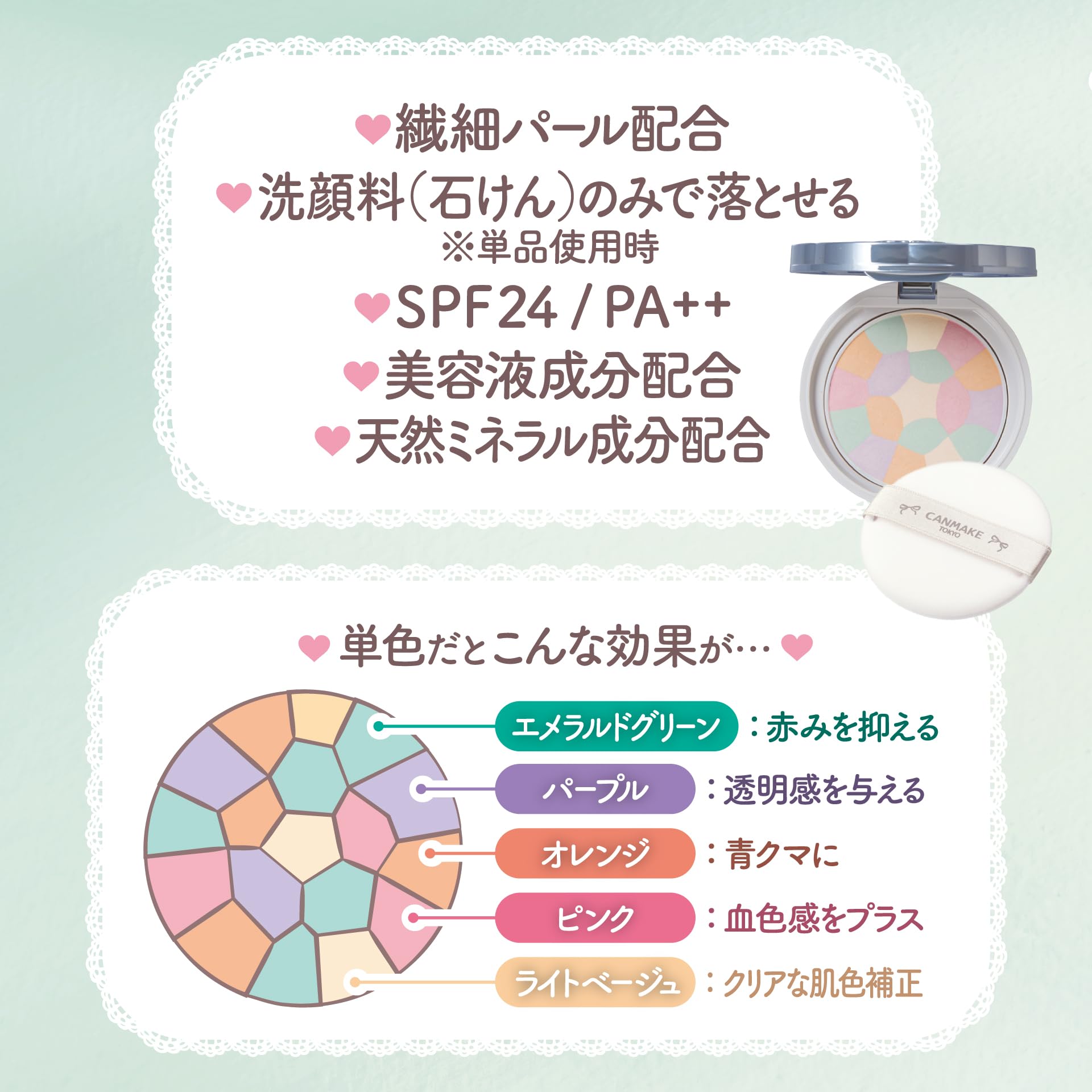 Canmake Illuminating Finish Powder 6.5G - 02 Emerald Herbarium UV Protection