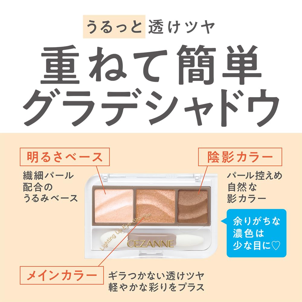 Cezanne Lighting Up Eyeshadow 01 Royal Beige 1.7G 3-Color Gradation Palette
