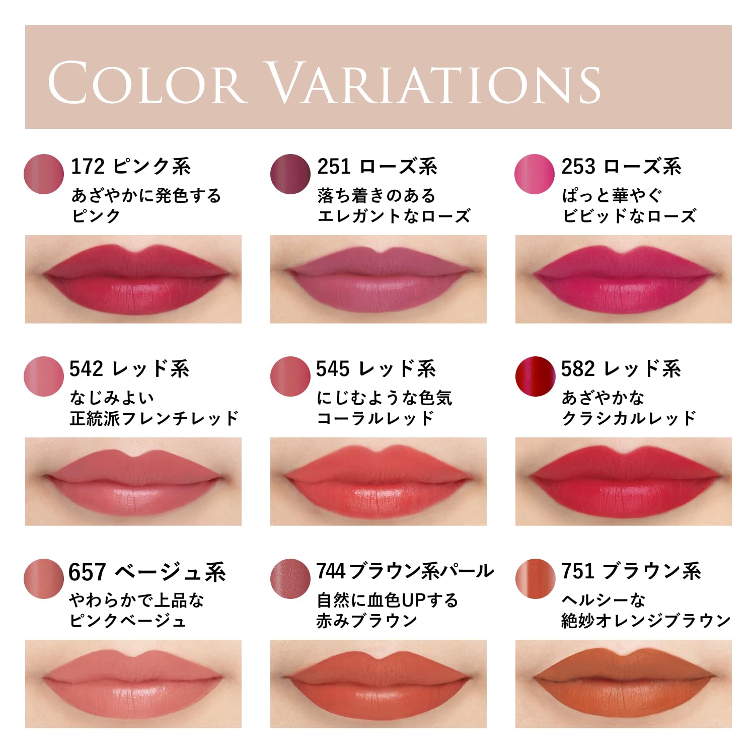 Chifure Lipstick Y 751 Brown Japan Cosmetics Long-lasting Moisturizing Makeup