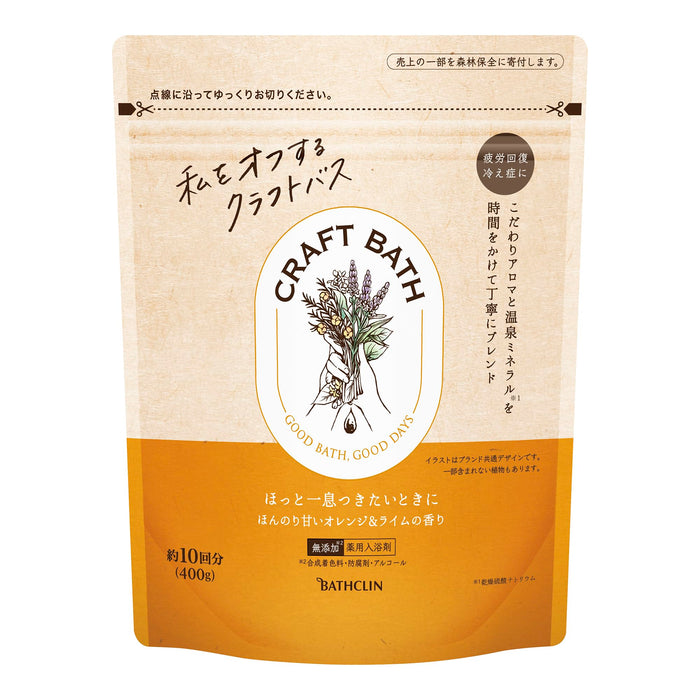 Bathclin Medicated Bath Salts Orange and Lime Scent 400g 10 Uses Powder