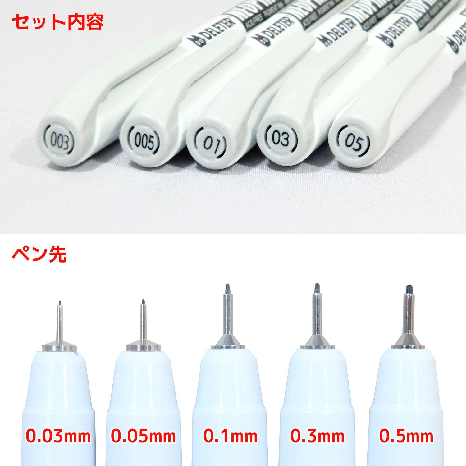 Deleter Neo Pico Line-3 Gray 5-Piece Set for Precision Drawing