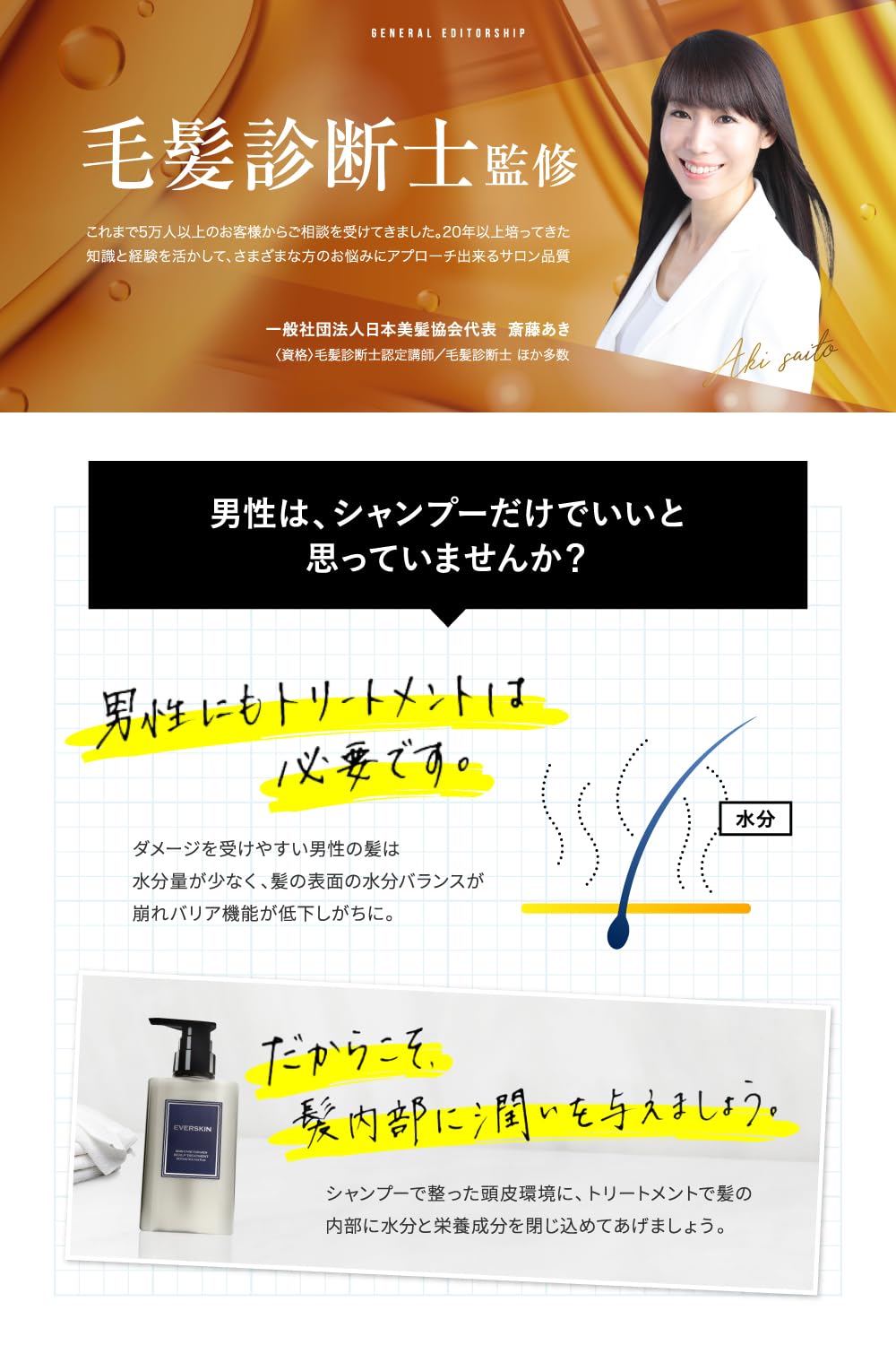 Everskin Scalp Conditioner 300ml Hair Growth Treatment for Men Made in Japan