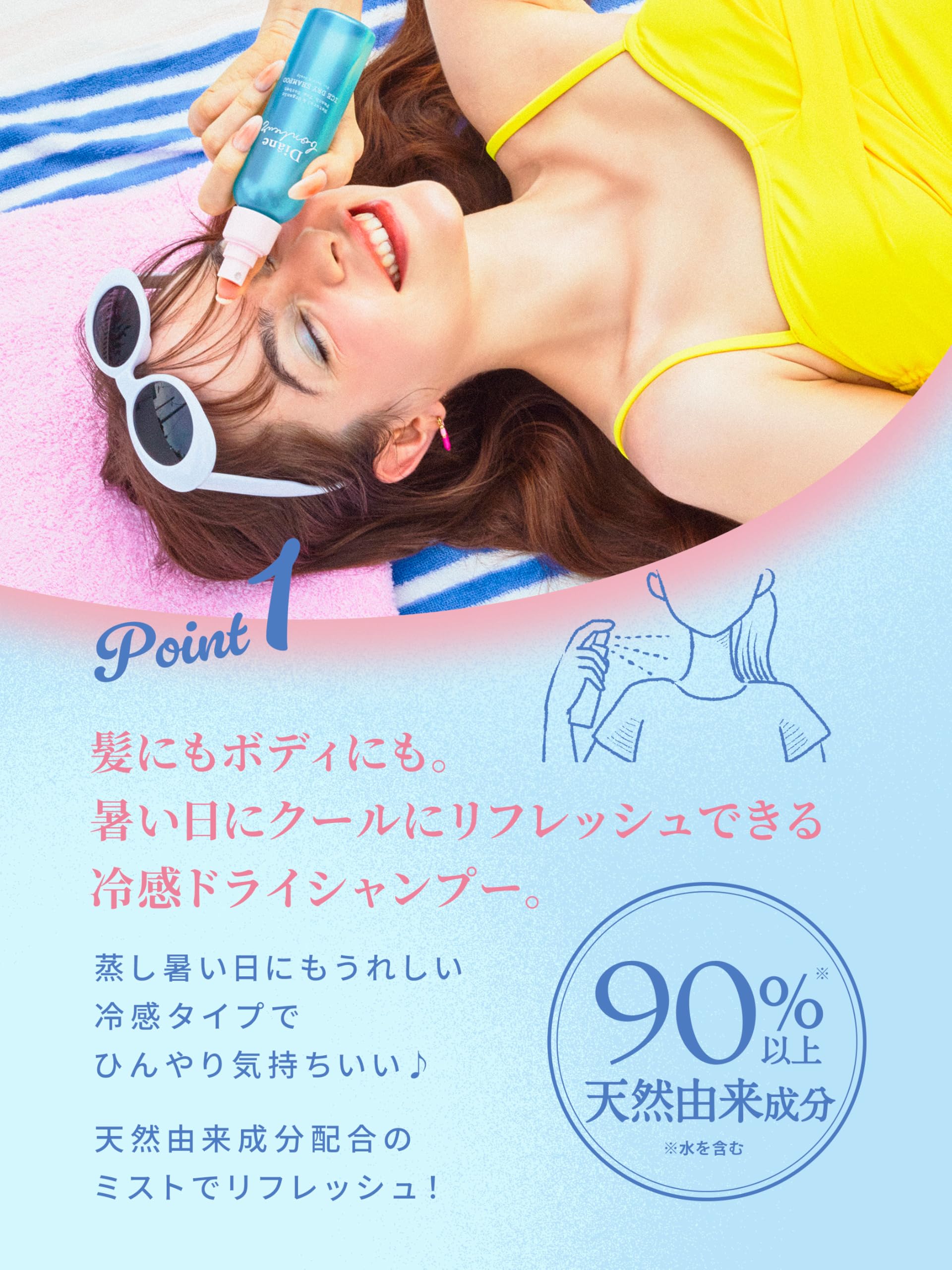 Diane Bonheur Ice Dry Shampoo Peach Tea Sorbet 120ml Hair Mist