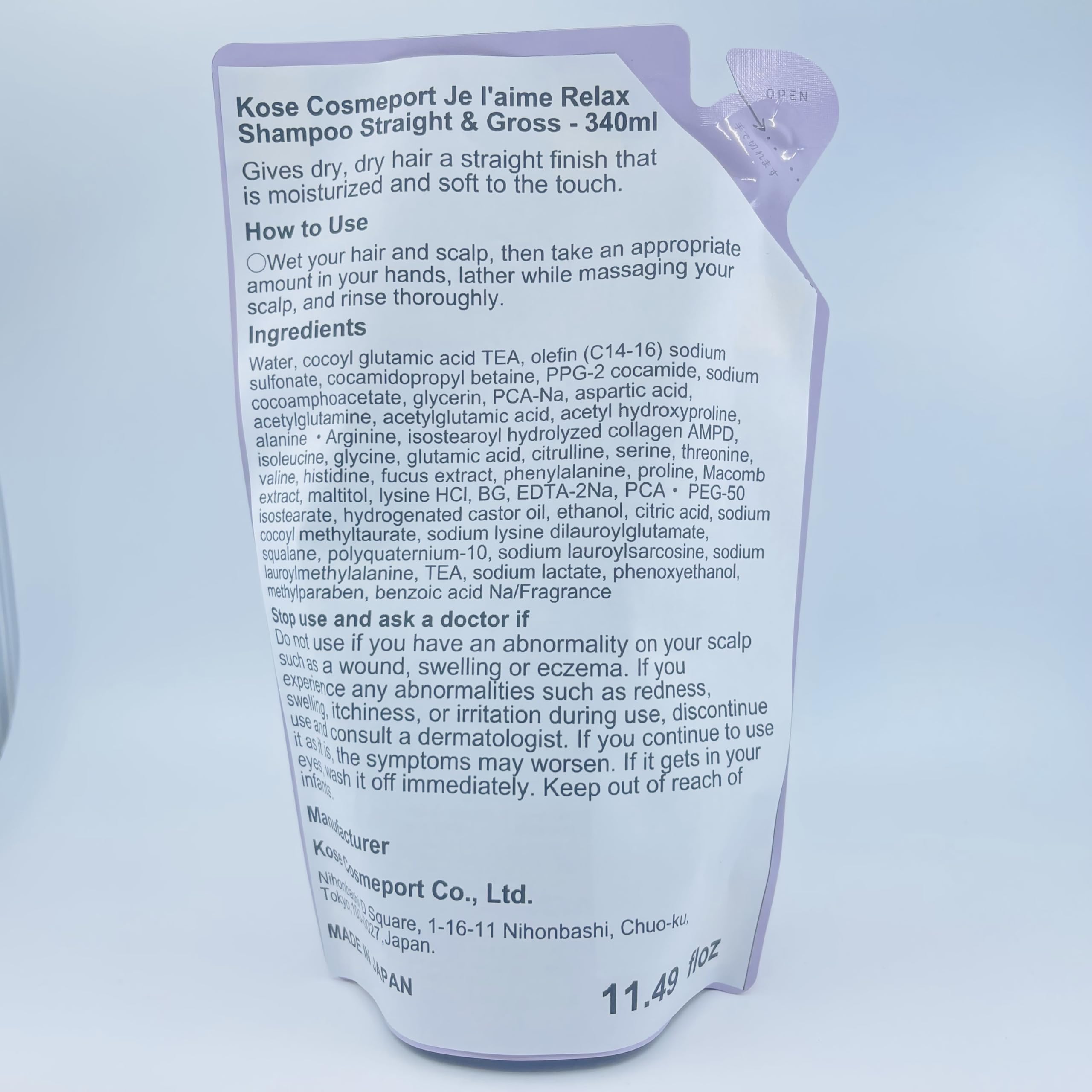 Je Laime Hair Shampoo Straight Gloss 340ml Refill Je Laime Relax Midnight Repair