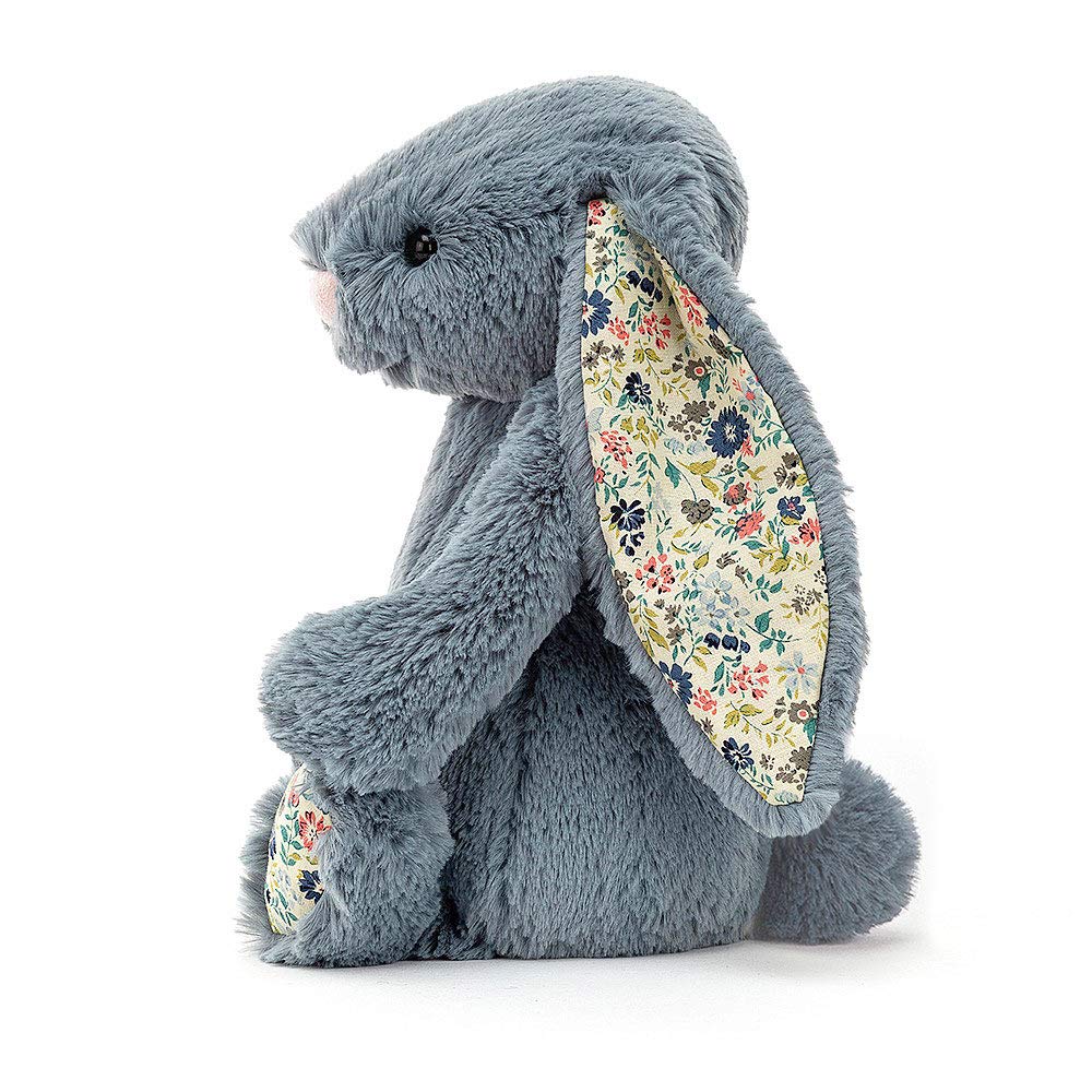 Jelly Cat Blossom Bunny Plush in Dusky Blue Floral 31cm Medium Size