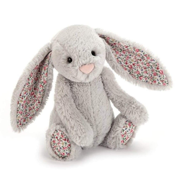 Jelly Cat Blossom Bunny Plush Toy Silver with Pink Flowers 18cm Import