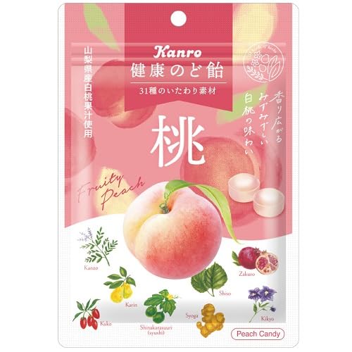 Kanro Healthy Peach Throat Lozenges 80G - Natural Relief x 8