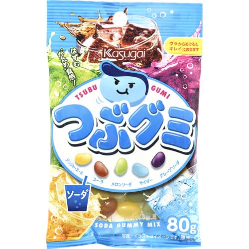 Kasugai Tsubu Gummy Mixed Soda Flavor Gummies 80G Pack of 3
