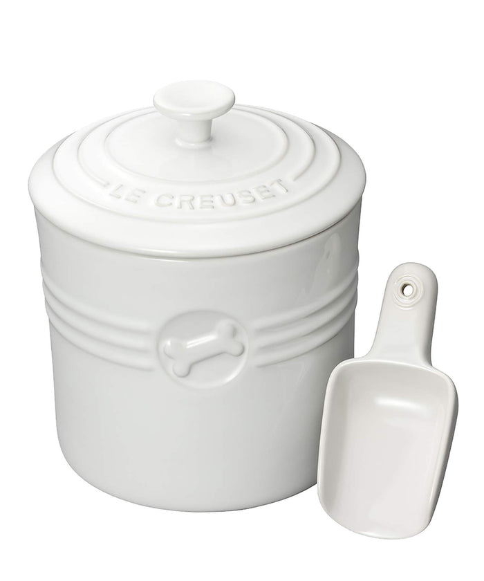 Le Creuset White Pet Food Container with Scoop Official Japanese Product