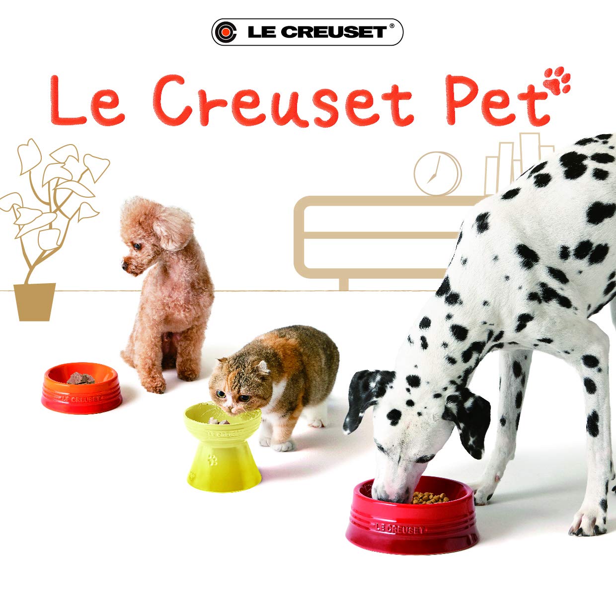 Le Creuset Pet Bowl M Cherry Red Stain Resistant Microwave Safe Japan