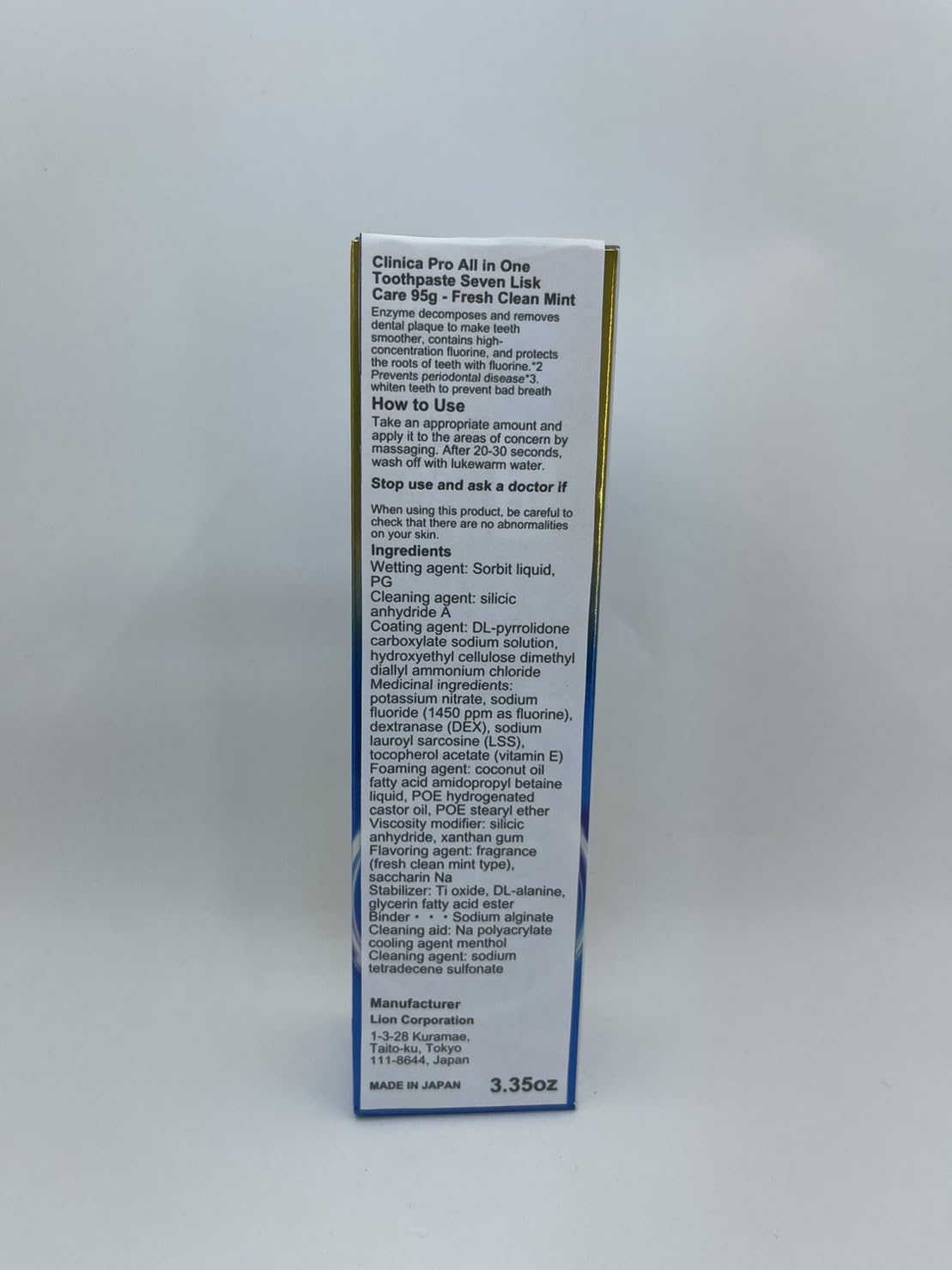 Lion Clinica Pro Fresh Clean Mint Toothpaste 95G