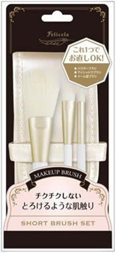 Lucky Wink Makeup Brush Set of 3 with Short Size Pouch - Perfect for Travel