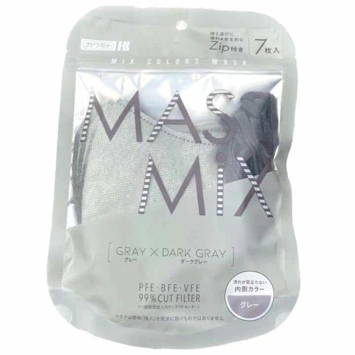 Kirei Mask Gray & Dark Gray 7 Pieces Kawamoto Sangyo