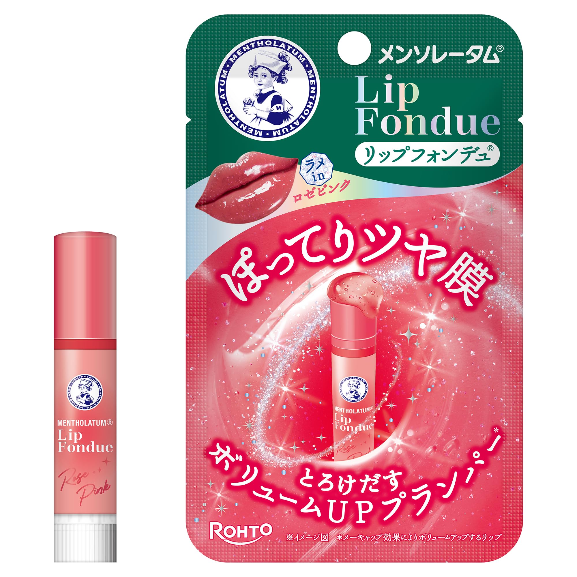 Mentholatum Lip Fondue Rose Pink - Moisturizing Lip Balm with Tinted Shine