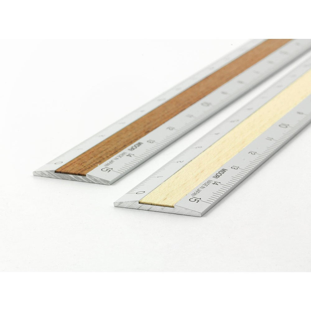 Designphil Midori 15cm Metal Wood Metric Ruler - Durable Precision Tool