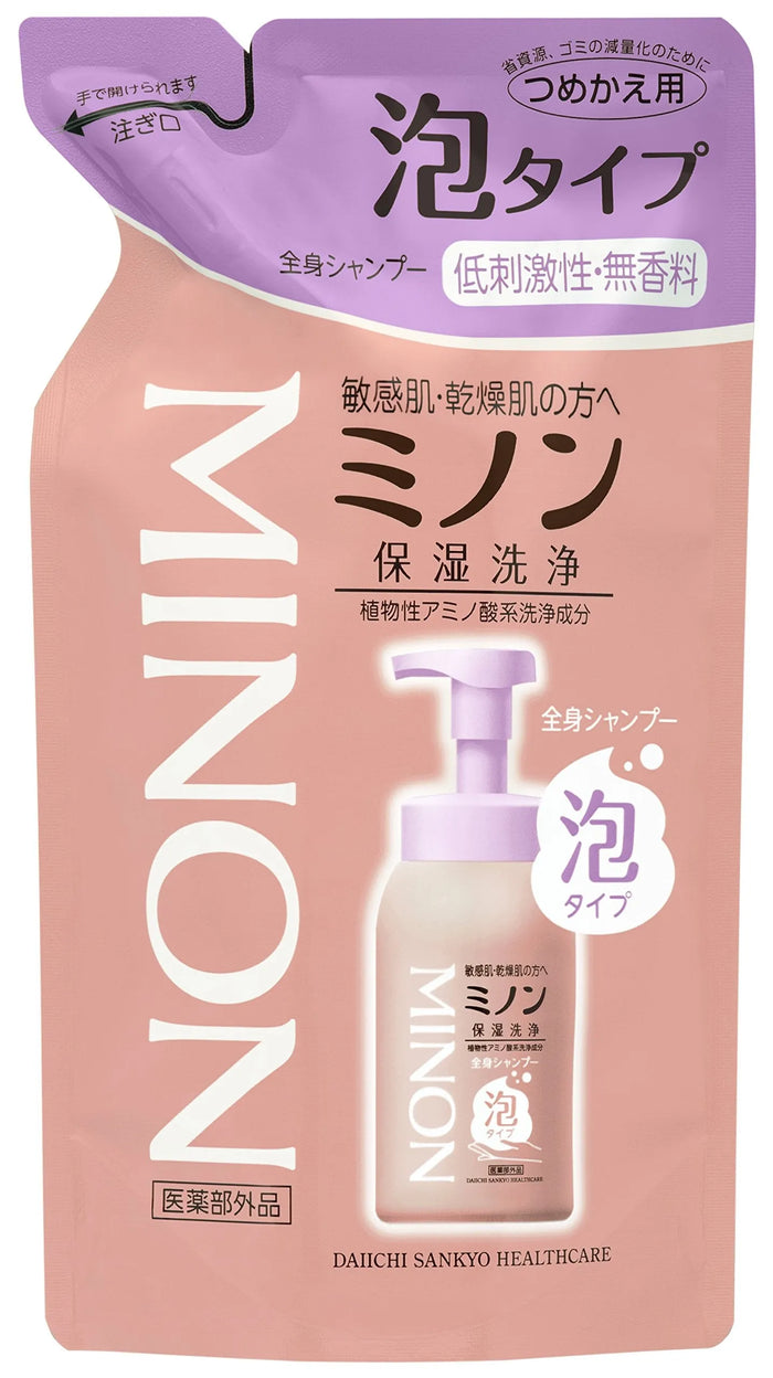 Minon Body Wash Shampoo Foam Type Refill Bag 400ml - Shampoo Foam For Hair And Body