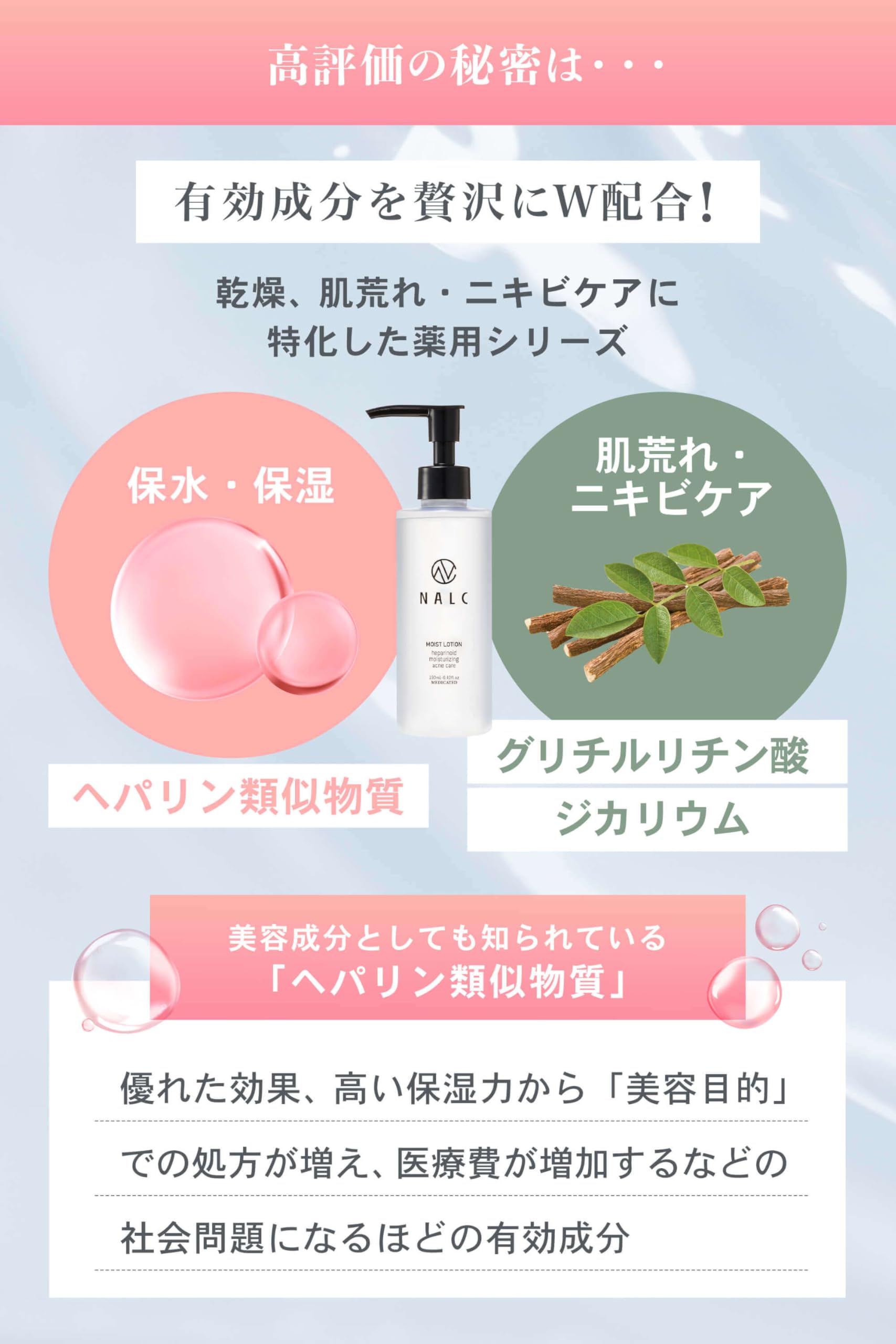 Nalc High Moisture Lotion Heparinoid for Dry Sensitive Skin 190ml Quasi-Drug