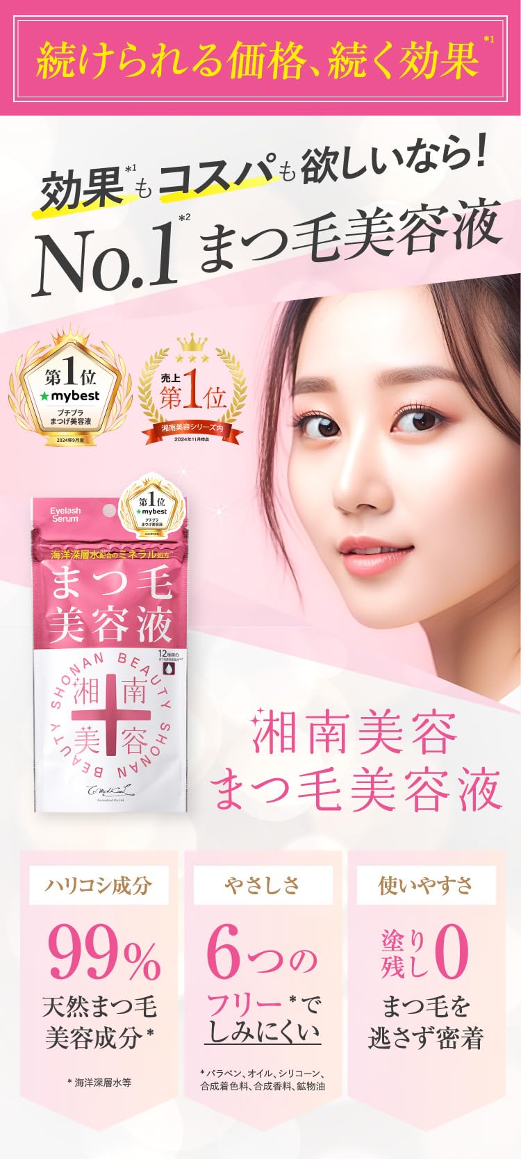 Shonan Beauty Eyelash Serum Oil-Free 4Ml Mineral Formula Natural Ingredients